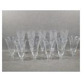 Two Sets of Etched Barware Stems