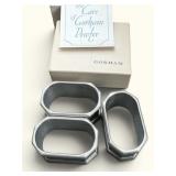 3 Gorham Pewter Napkin Rings 1 Engraved