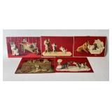 5 Antique Postcards Animals