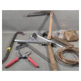 Box of Tools, Hammers, Crow Bar, Copper Wire+