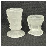 Vintage Frosted 3 Faces Toothpick Holder & Open