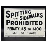 Metal Sign Spitting on Sidewalks Prohibited 10x7