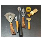 Vintage Bakelite Bar Utensils & Shaving Tools