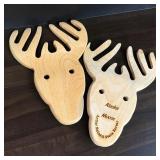 2 Wood Alaska Moose antler Pasta/ Salad Server