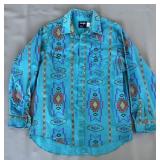 Vintage Wrangler Western Aztec Brushpopper Blue