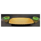 Bordallo Pinheiro Basket Weave Ceramic Platter +