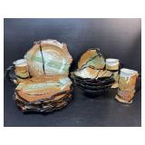 Hand Thrown Buell Pottery Rustic Edge Dish Set, 6