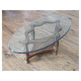 Vintage Oval Glass-Top Coffee Table