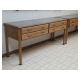 Custom Oak Glass-Top Display Cabinet w/ Drawers