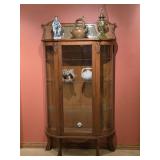 Antique Quarter-Sawn Oak Bow-Front Display Cabinet
