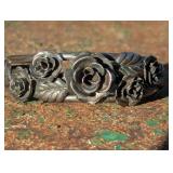 Vintage Sterling Silver Taxco Style Rose & Leaf