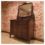 Antique Serpentine Dresser w/ Mirror