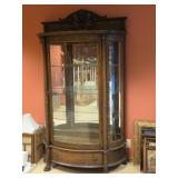 Antique Quarter-Sawn Oak Bow-Front Display Cabinet