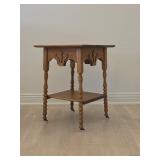 Antique Oak Spindle-Leg Lamp Table