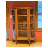 Vintage Oak Bow-Front Display Cabinet