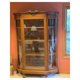 Antique Oak Paw-Foot Bow-Front Display Cabinet