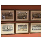 Set of Framed Sports Theme Etchings/ / Prints
