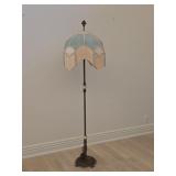 Antique Cast Floor Lamp w/ Uranium Glass