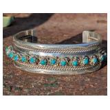 Vintage Navajo Sterling Silver Turquoise Cuff