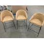 Lot of 3 Wicker and Metal Bar Stools