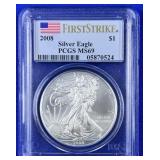 2008 American Silver Eagle 1st Strike PCGS MS-69