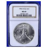 1986 American Silver Eagle NGC MS-69