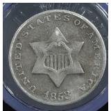 1853 - 3 Cent Silver Trime
