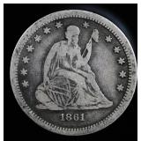 1861 Seated Liberty Quarter