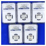 5 -2011-S Silver Nat. Park QTR NGC Graded PF-70