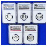 5 -2013-S Silver Nat. Park QTR NGC Graded PF-70