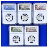 5 -2014-S Silver Nat. Park QTR NGC Graded PF-70