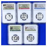 5 -2015-S Silver Nat. Park QTR NGC Graded PF-70