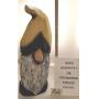 Handmade yellow and black wood carved gnome