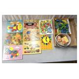 Vintage wooden puzzles and toys