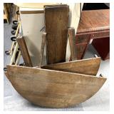 Portions of a unfinished dining room table