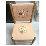 Vintage wooden floral pattern/pink chair