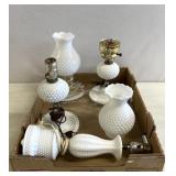 Hobnail white glassware