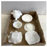Hobnail white glassware