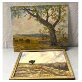 Canvas painting with buffalo
