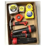 Tape measures/flashlights/hammer