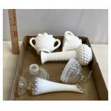 Hobnail white glassware