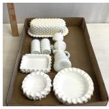 Hobnail white glassware