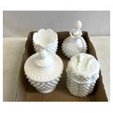 Hobnail white glassware