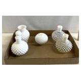 Hobnail white glassware