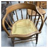 Wooden chair with wicker seat