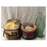 Coca-Cola tins & glass