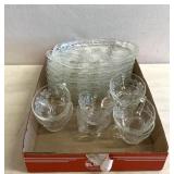Vintage glass snack set 8 place setting