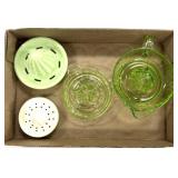Vintage glass, orange strainers
