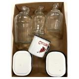 Vintage bottles/enamelware/Iowa cyclones
