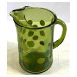 Retro green glass pitcher